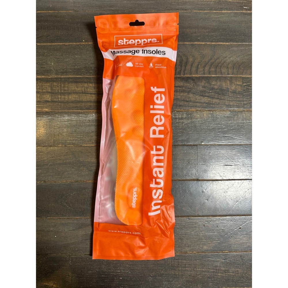 Stepprs Massage Insoles Orange‎ Shock Absorption Arch Support Mens 6 Womens 7